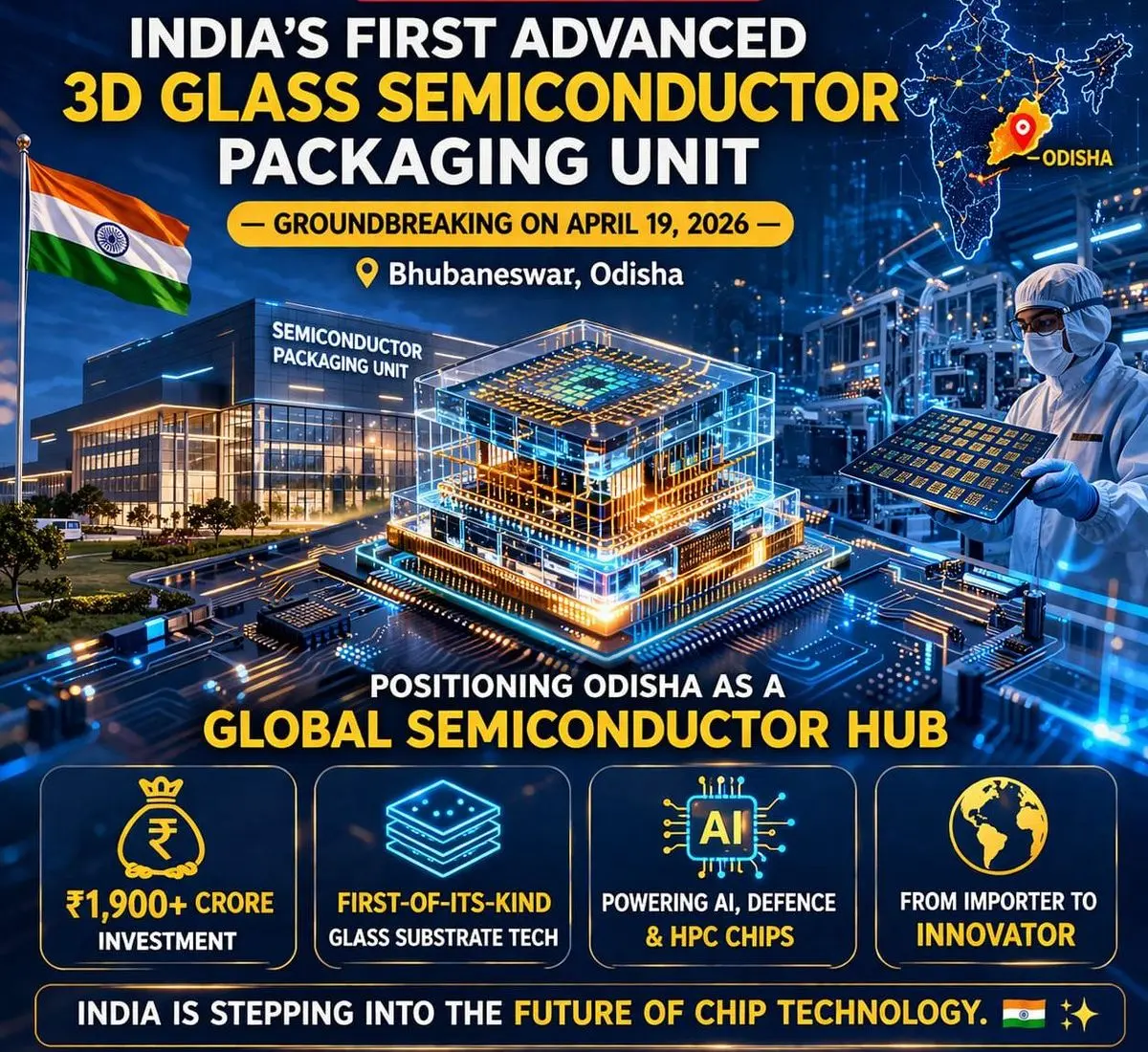 From Silicon To Self-Reliance: India Breaks Ground On First 3D Semiconductor Packaging Unit