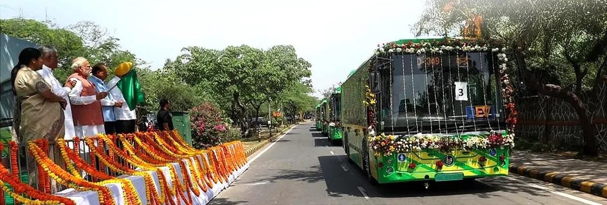 Green Wheels Roll In: PM Modi Unleashes 50 Fancy E-Buses, 100 More Zooming Ahead!