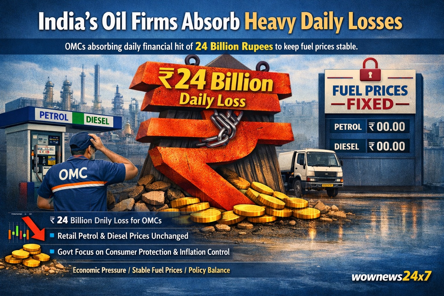 India’s Oil Firms Absorb Heavy Daily Losses