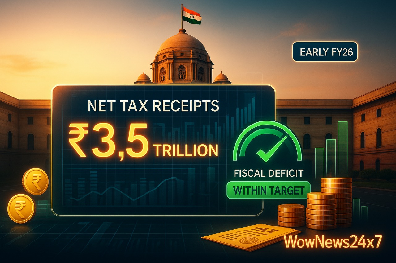 India’s Fiscal Fortitude: Net Tax Receipts Top ₹3.5 Trillion, Fiscal Deficit Well Within Target in Early FY26