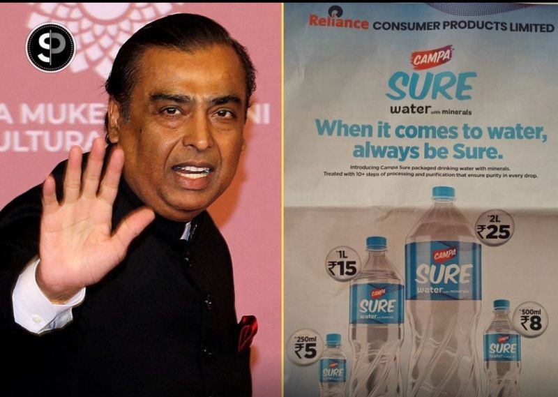 Campa Sure Water: Reliance’s Refreshing New Challenge In The Packaged Water Market